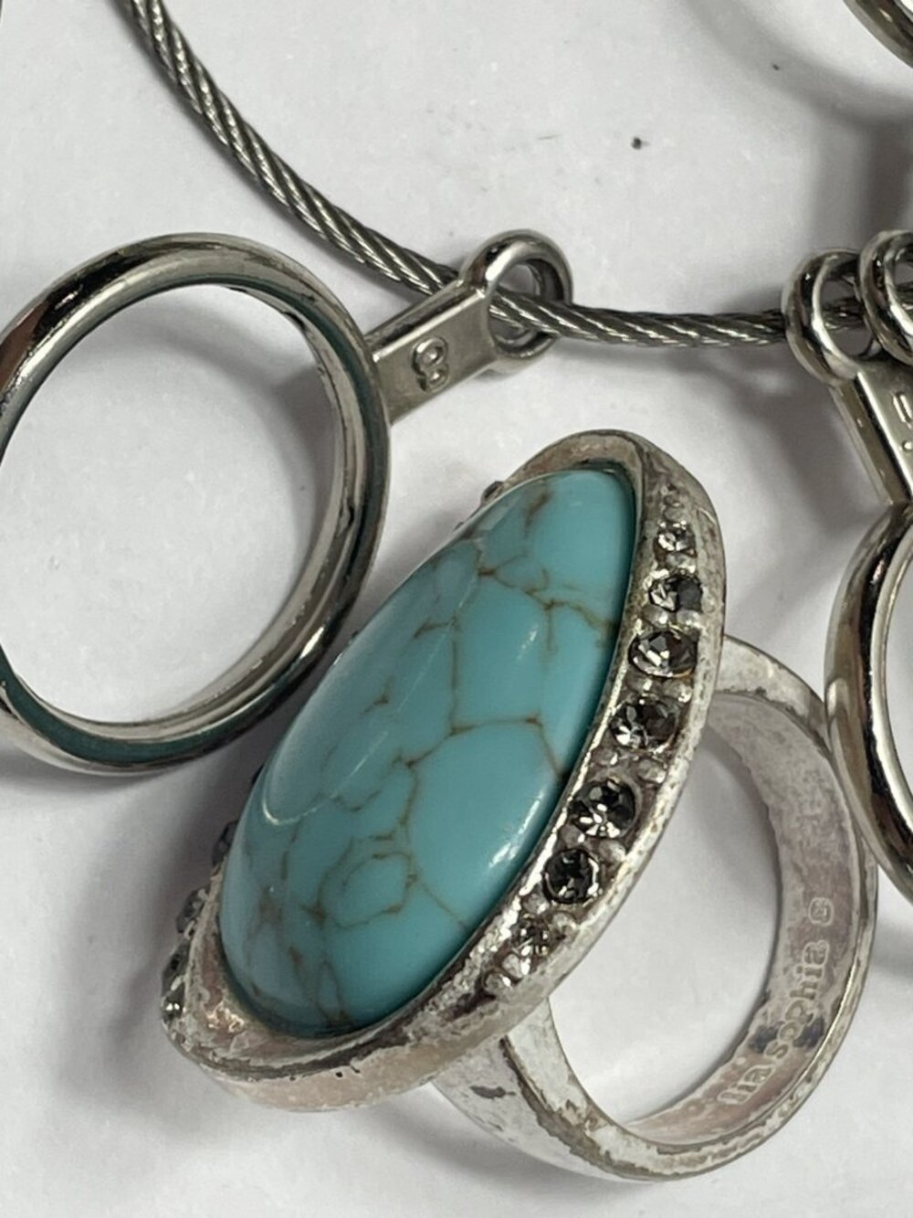 Lia Sophia "River Rock" Ring Genuine Turquoise Size 8 Matte Silver Retired - Picture 10 of 10